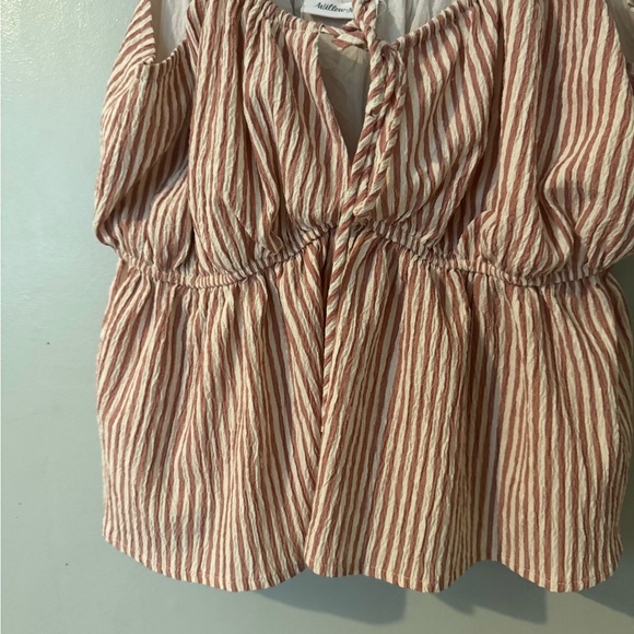 Willow + root muted red stripe tie font peplum flyaway tank crop top - Picture 3 of 3